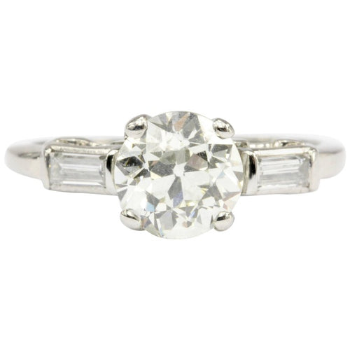 Art Deco Platinum 1.27 CT Old European Cut Diamond Engagement Ring Size 5 - Queen May