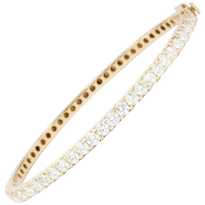 14K Rose Gold 3.12 CT Diamond Bangle Bracelet - Queen May