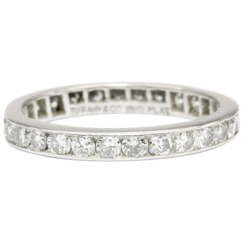 Tiffany & Co Platinum Diamond Eternity Band Size 6.5 Circa 1950s - Queen May
