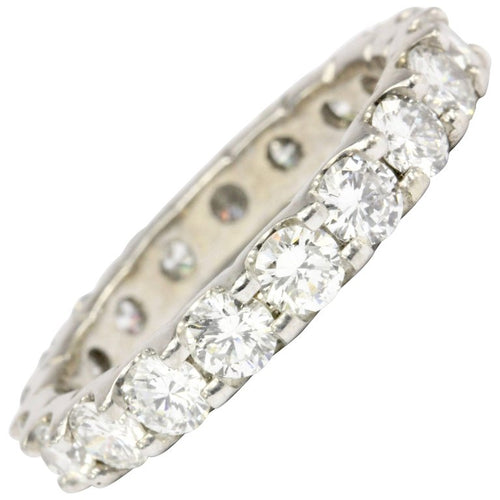 14K White Gold 2.5 CTW Diamond Eternity Band Size 7.5 - Queen May