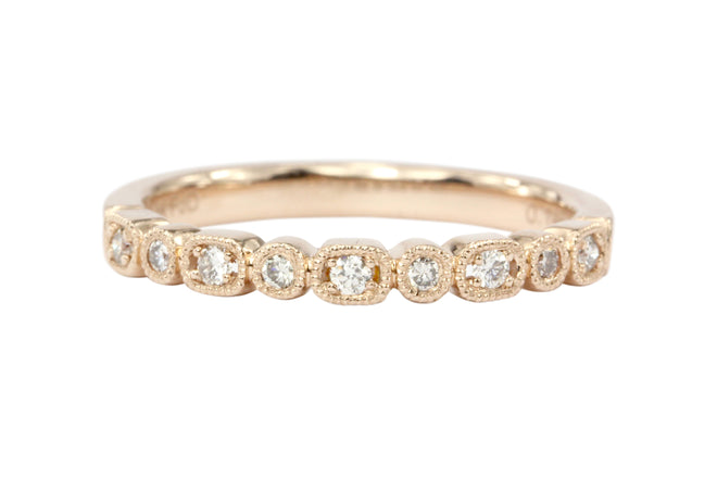 14K Rose Gold Diamond Half Eternity Band - Queen May