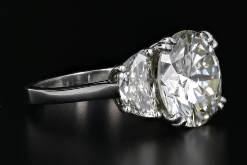 New Platinum 8.4 Carat Diamond with Two Half Moon Diamond Engagement Ring - Queen May