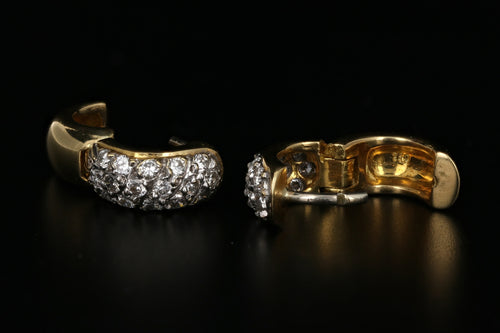 18K Yellow Gold .64 CTW Diamond Huggie Earrings - Queen May