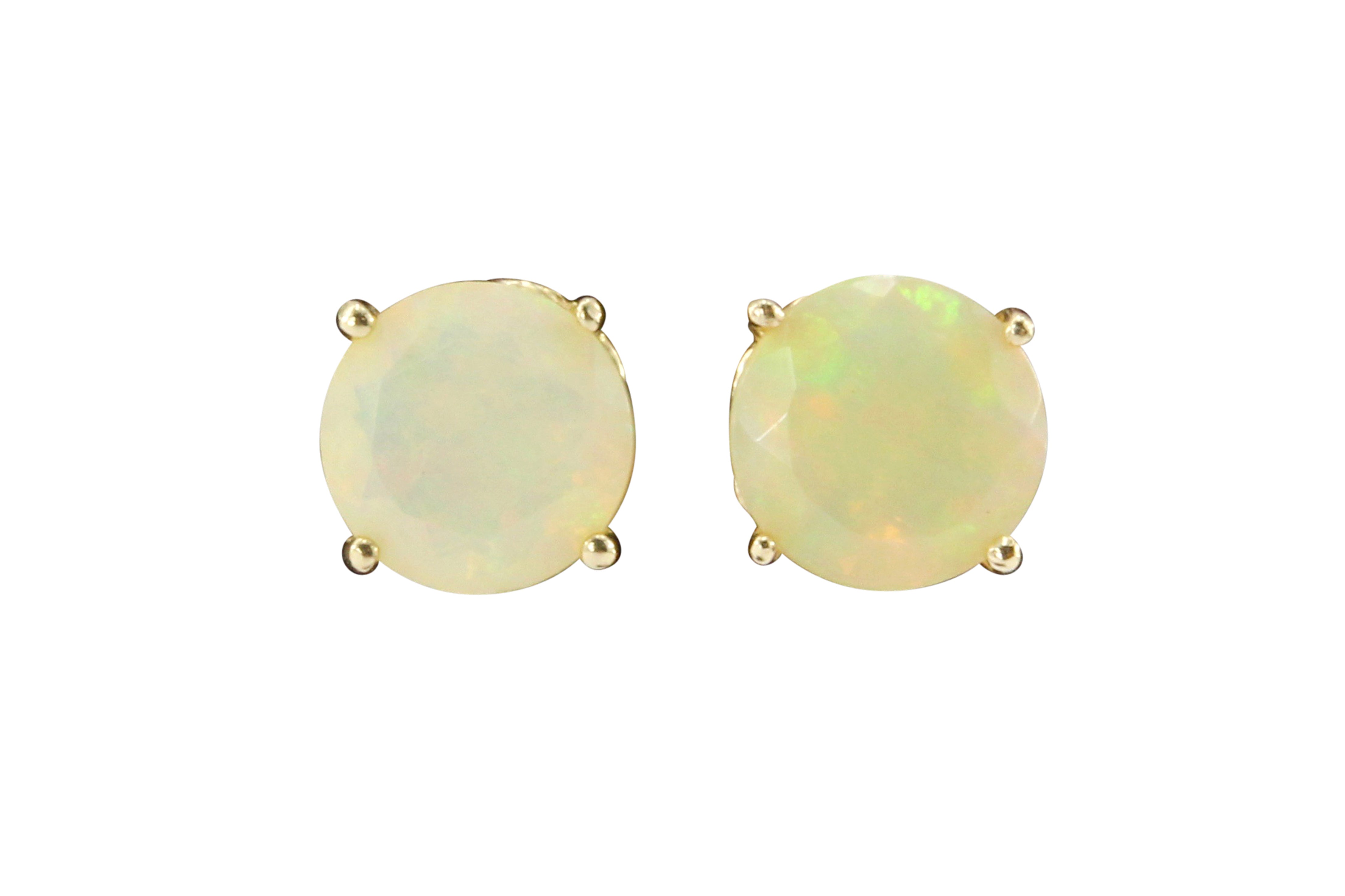 14K Yellow Gold Ethiopian Opal Stud Earrings 1.6 CTW – QUEEN MAY