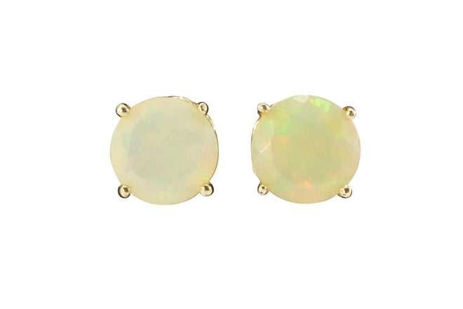 14K Yellow Gold Ethiopian Opal Stud Earrings 1.6 CTW - Queen May