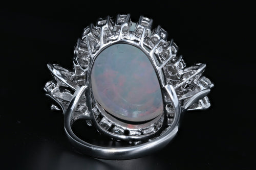 18K White Gold 13.57 CT Crystal Opal with 1.12 CTW Diamond Ring - Queen May