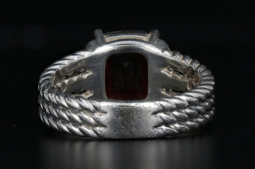 David Yurman Sterling Silver Garnet & Pave Diamonds Petite Wheaton Ring - Queen May