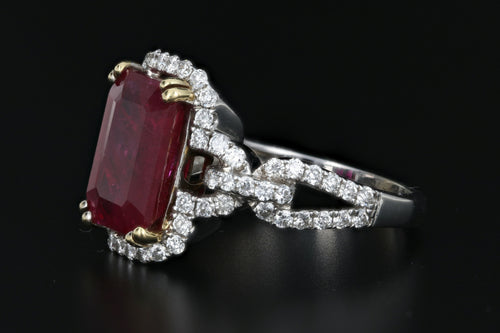 4.5 Carat Natural Ruby in 18K White Gold & Diamond Setting Ring GIA Certified - Queen May