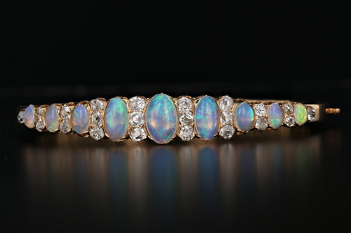 18K Rose Gold Victorian Opal and 2 CTW Old Mine Cut Diamond Bracelet - Queen May