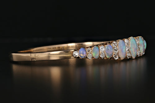 18K Rose Gold Victorian Opal and 2 CTW Old Mine Cut Diamond Bracelet - Queen May