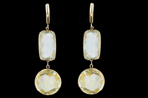 Modern 14K Yellow Gold Prasiolite and Citrine Earrings - Queen May