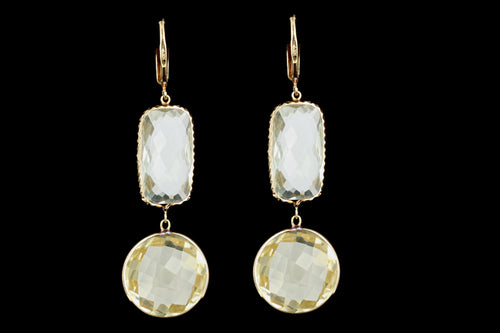 Modern 14K Yellow Gold Prasiolite and Citrine Earrings - Queen May