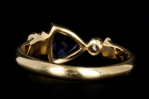 Modern 18K Yellow Gold .65 CT Natural Sapphire and Diamond Ring - Queen May