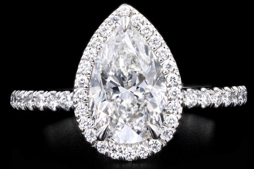 New Platinum 2.03 Carat Pear Cut Diamond Halo Engagement Ring GIA Certfied - Queen May
