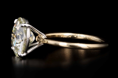 New Handmade Platinum & 18K Yellow Gold 4.64 Carat Old European Cut Diamond Engagement Ring - Queen May