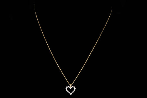 Modern 18K Yellow Gold .30 CTW Diamond Heart Pendant and Necklace - Queen May