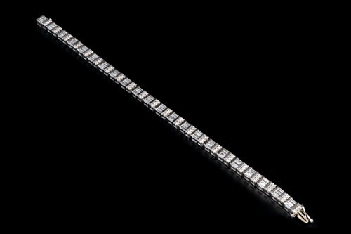 Modern 14K White Gold 6CTW Round Brilliant and Baguette Cut Tennis Bracelet - Queen May