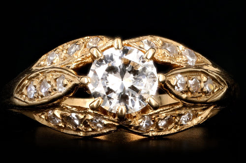 Modern 14K Yellow Gold .48 CTR Round Brilliant Cut Diamond Engagement Ring - Queen May