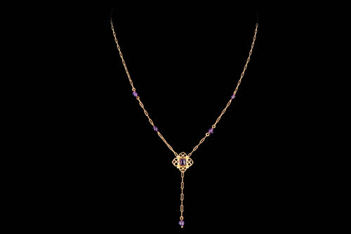 Vintage 14K Yellow Gold Amethyst Necklace - Queen May
