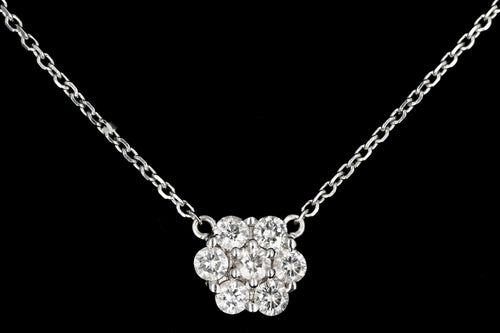 Modern 14K White Gold .35 CTW Round Brilliant Cut Diamond Cluster Necklace - Queen May
