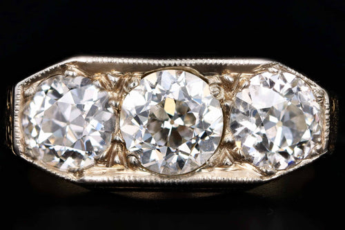 Edwardian 2.2 Carats in Total Diamond Three Stone Ring - Queen May