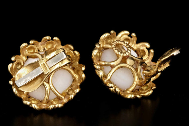 Vintage Cartier 18K Gold Mabe Pearl Clip-on Earrings - Queen May