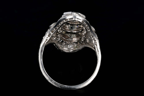 Art Deco Platinum 2 Carats in Total Diamond Shield Ring - Queen May