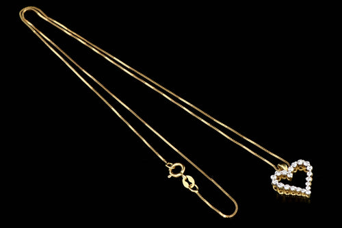 Modern 18K Yellow Gold .30 CTW Diamond Heart Pendant and Necklace - Queen May