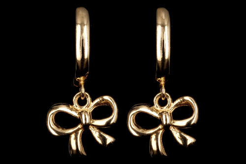 New 14K Yellow Gold Bow Baby Hoop Earrings - Queen May