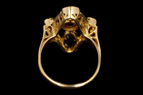 Modern 18K Yellow Gold .50 CT Rhodolite Garnet and Sapphire Statement Ring - Queen May