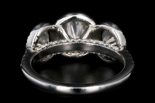 New Platinum 3 Stone 3.02 Carat Round Brilliant Cut Diamond Engagement Ring - Queen May