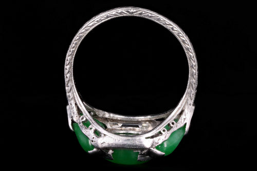 Marsh & Co. Art Deco Platinum Jadeite And Diamond Ring - Queen May
