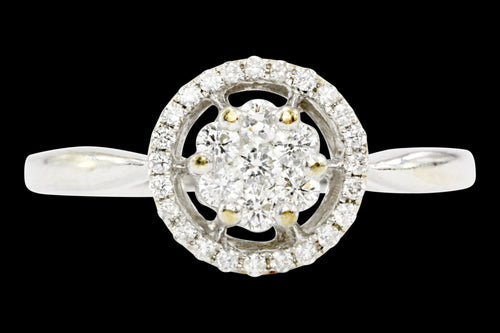 18K White Gold .28 CTW Diamond Flower Cluster Ring - Queen May