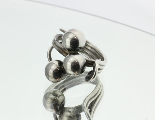 Vintage Sterling Silver Modernist Napier Figural Ring Signed Adjustable - Queen May