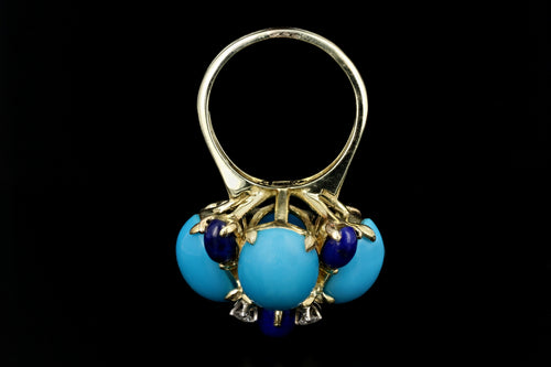 La Triomphe 14K Yellow Gold Turquoise, Lapis, & Diamond Ring - Queen May