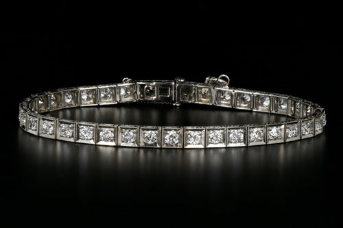 Art Deco Platinum 3 Carat Diamond Tennis Bracelet - Queen May