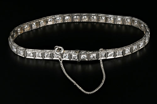 Art Deco Platinum 3 Carat Diamond Tennis Bracelet - Queen May