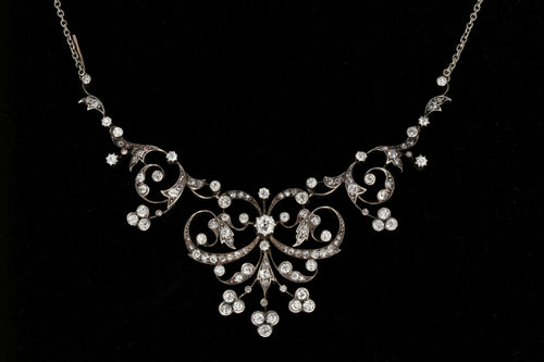 Edwardian Platinum Top 4 Carat Diamond Weight Total Convertible Necklace & Tiara - Queen May