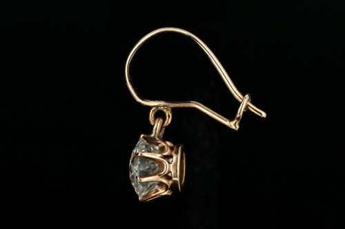 Victorian 14K Rose Gold 3.75 Carat Total Diamond Drop Earrings - Queen May