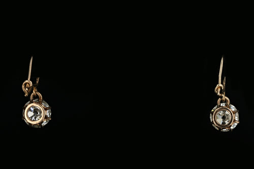 Victorian 14K Rose Gold 3.75 Carat Total Diamond Drop Earrings - Queen May