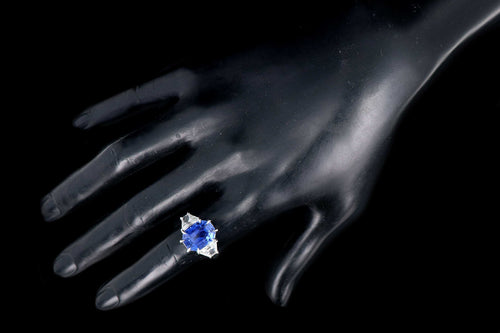 New Platinum 10.69 Carat No Heat Ceylon Sapphire and Diamond Ring AGL & GIA Certified - Queen May