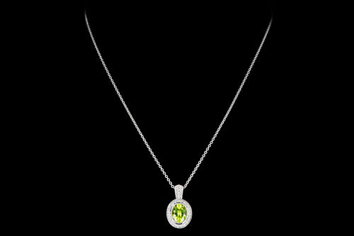 Modern 14K White Gold 3CT Peridot, Amethyst, and Diamond Pendant Necklace - Queen May