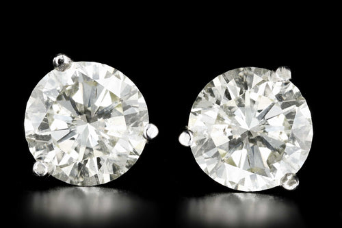 New 14K White Gold 2.5 CTW Round Brilliant Cut Diamond Martini Stud Earrings - Queen May