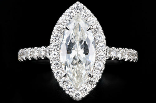 New 18K White Gold 1.47 CT Marquise Cut Diamond Engagement Ring GIA Certified - Queen May