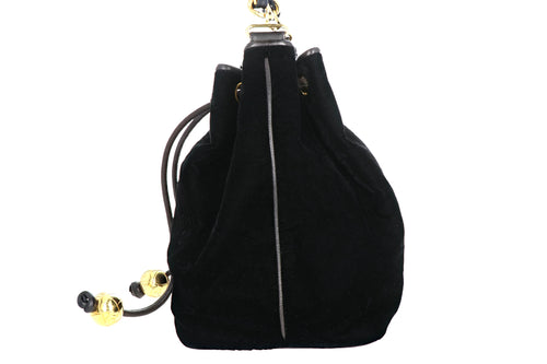 Vintage Chanel Black Velvet Bucket Bag - Queen May