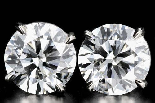 New 14K White Gold 4 CTW Round Brilliant Cut Diamond Stud Earrings - Queen May