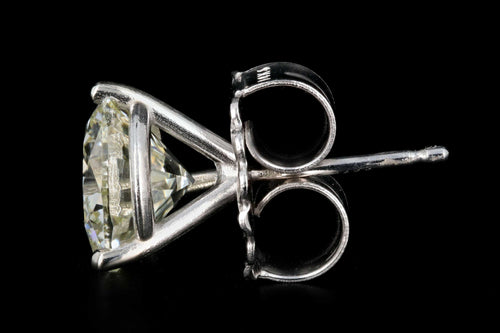 New 14K White Gold 4.03 CTW Round Brilliant Cut Diamond Martini Stud Earrings - Queen May
