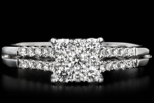 Modern 14K .5 Carat Diamond Cluster Engagement Ring - Queen May