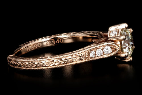 14K Rose Gold .89 Carat Diamond Engagement Ring - Queen May