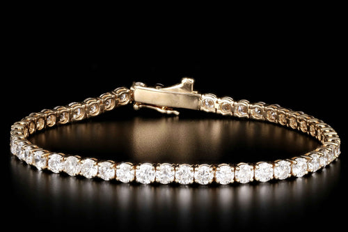 14K Yellow Gold 9 Carats Total Weight Round Brilliant Cut Diamond Tennis Bracelet - Queen May